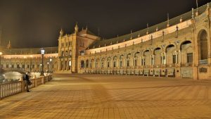 The Plaza de España at night Seville
